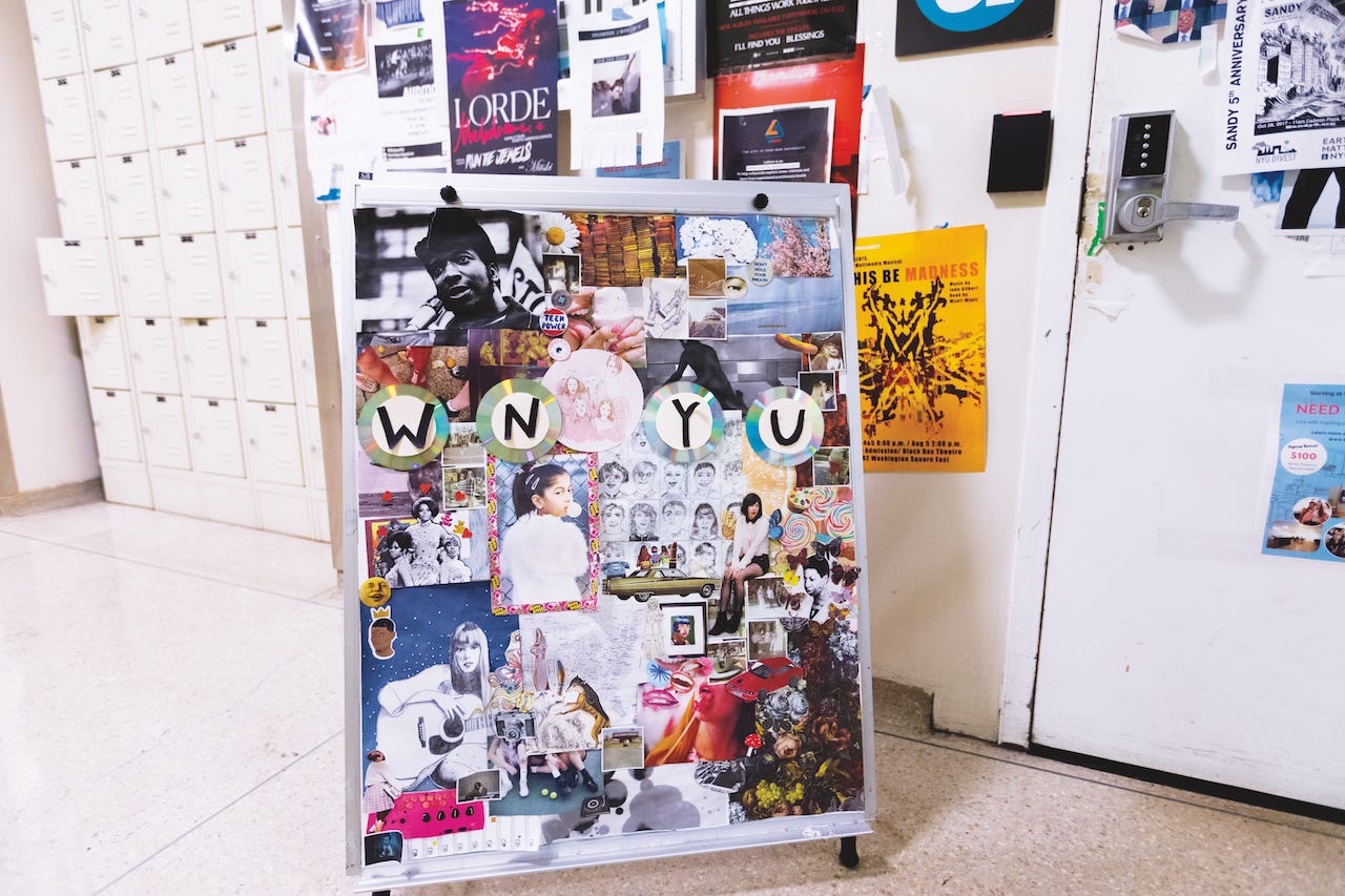 A collage of artistic images spells out WNYU.