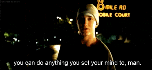 Eminem pointing to mind stating, 