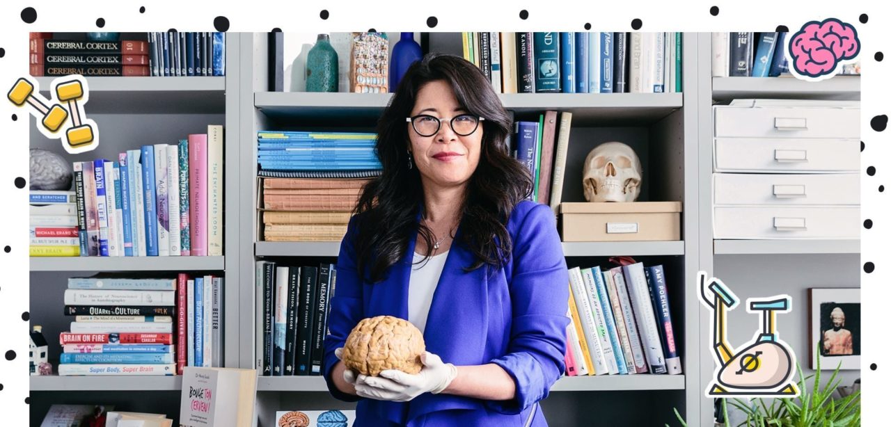 Wendie Suzuki holding a human brain