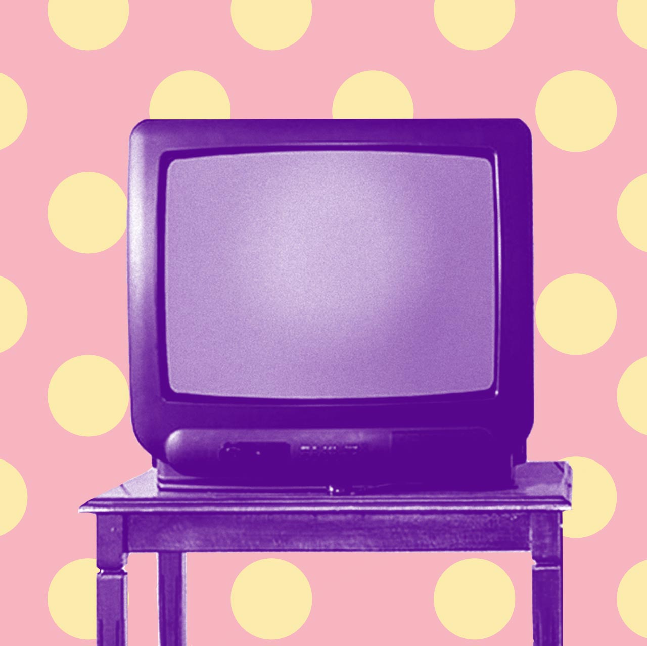 Photo of television on top of a stool.