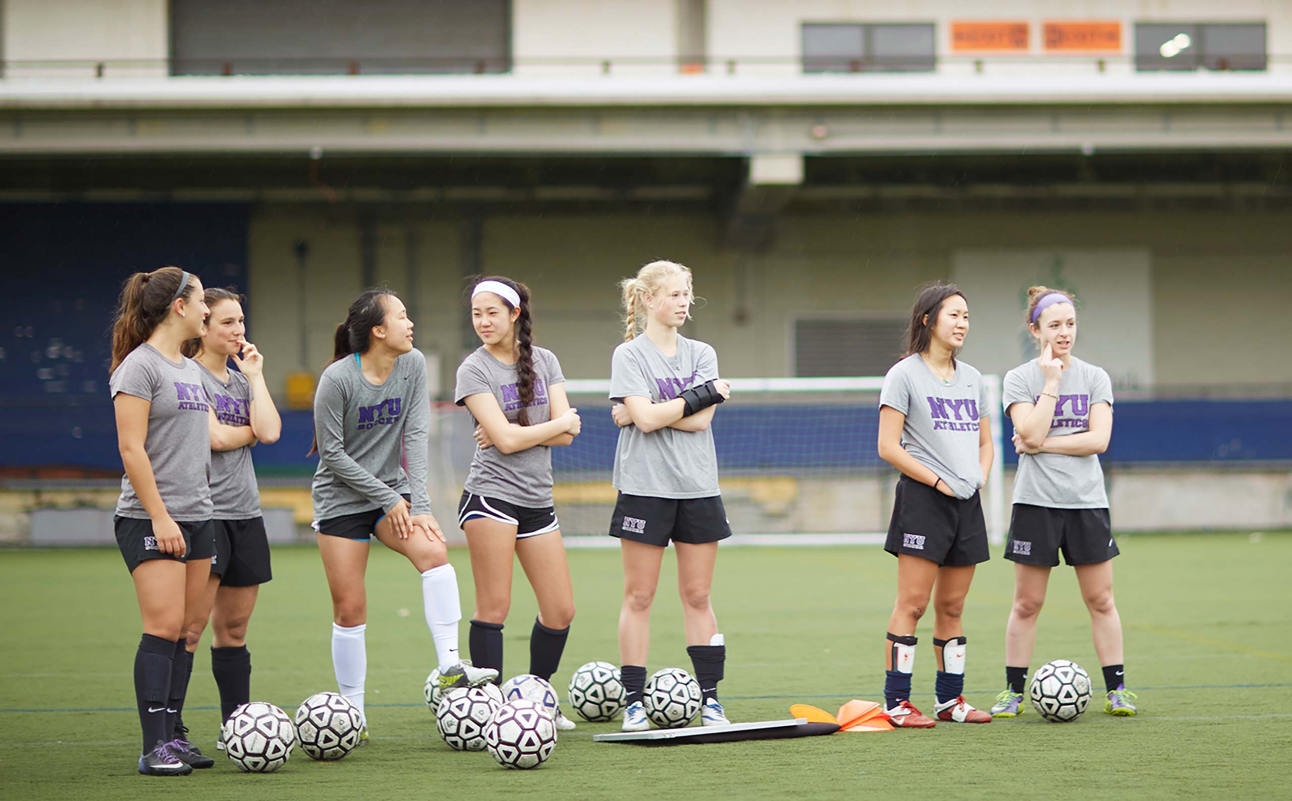 Women's soccer team at practice