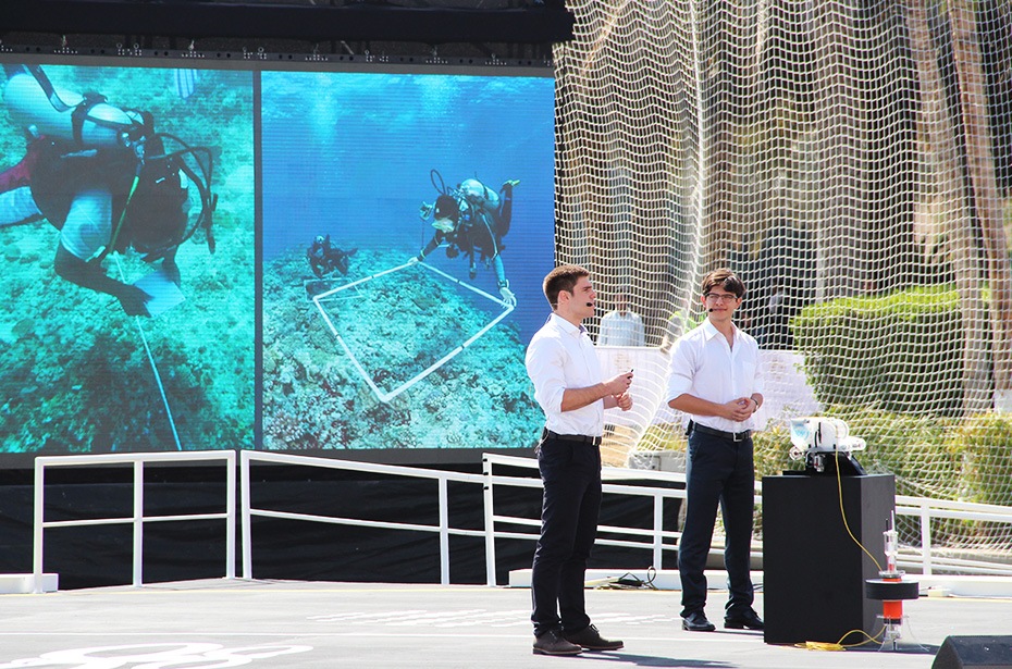 The ReefRover Team presents their finding at a competition in Abu Dhabi