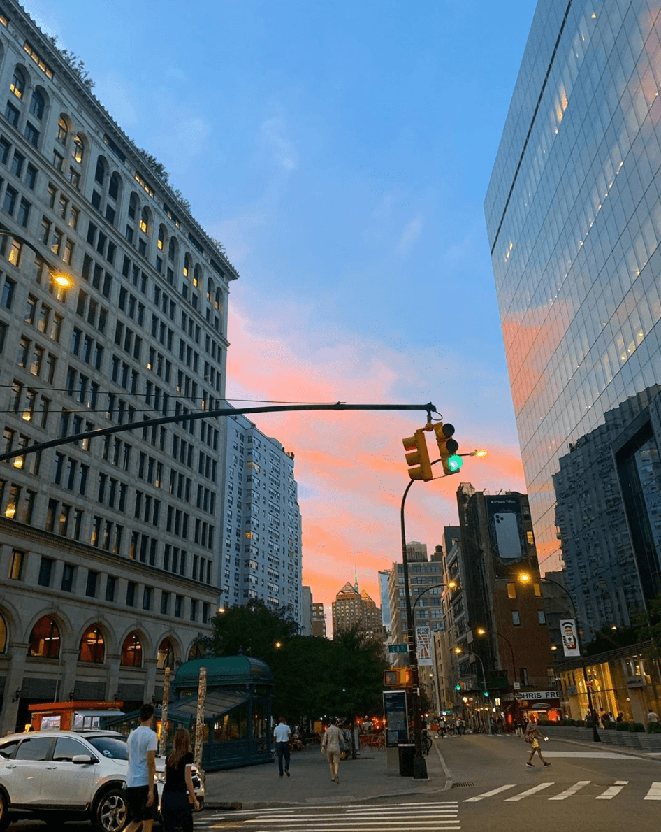 Sunset at Astor Place.