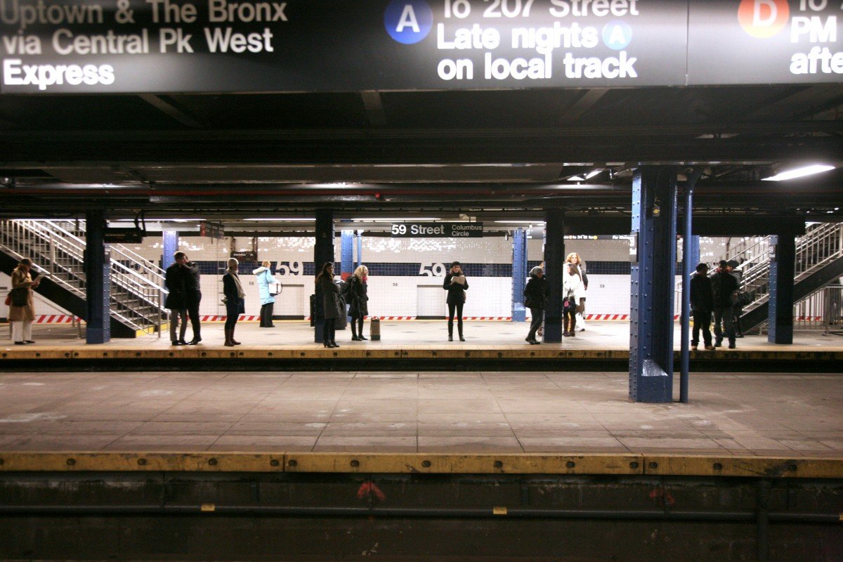 New York City subway tracks and platform.