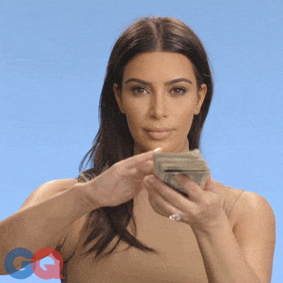 Kim Kardashian throwing money.