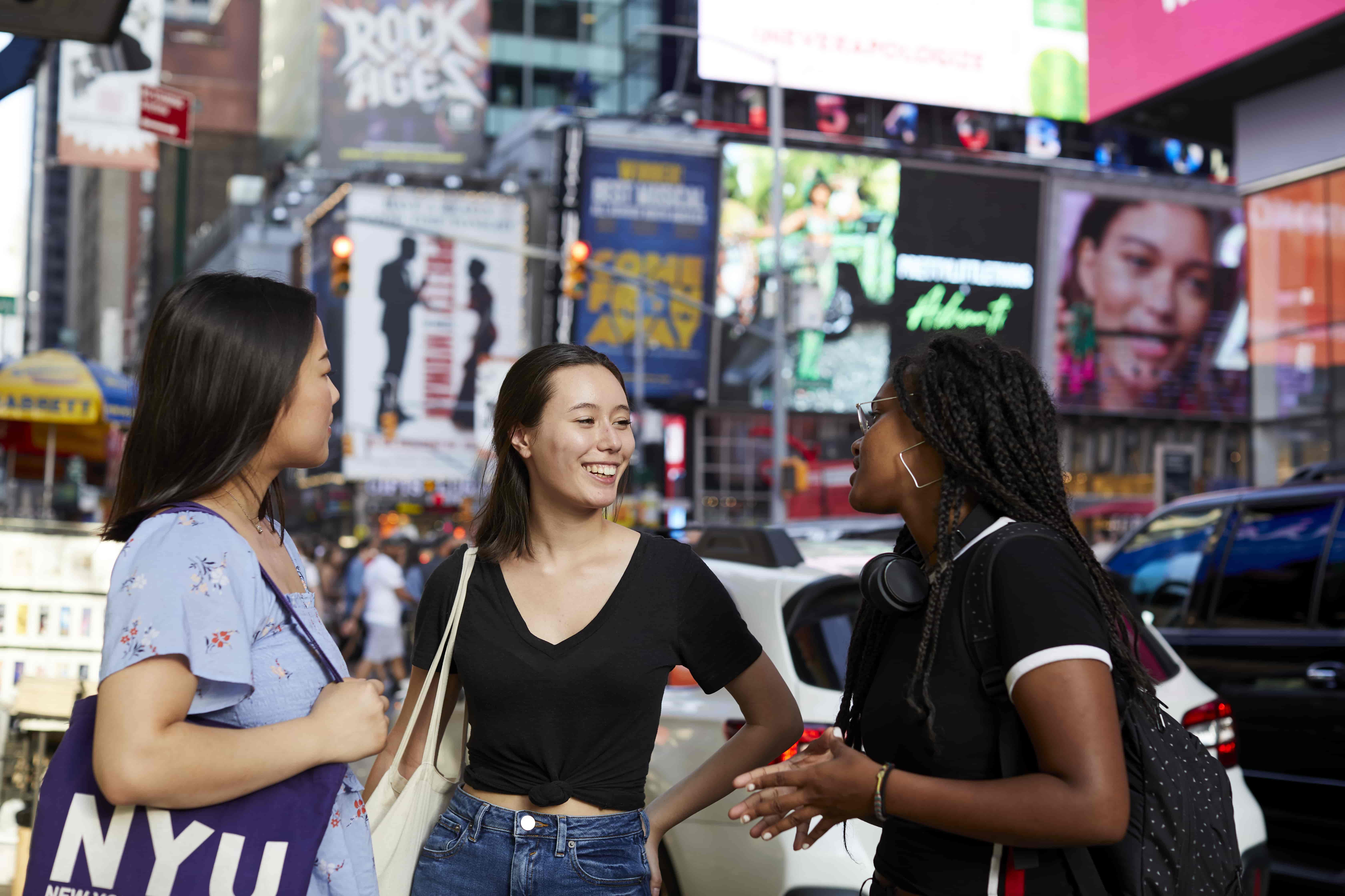 NYU students in Times Square.