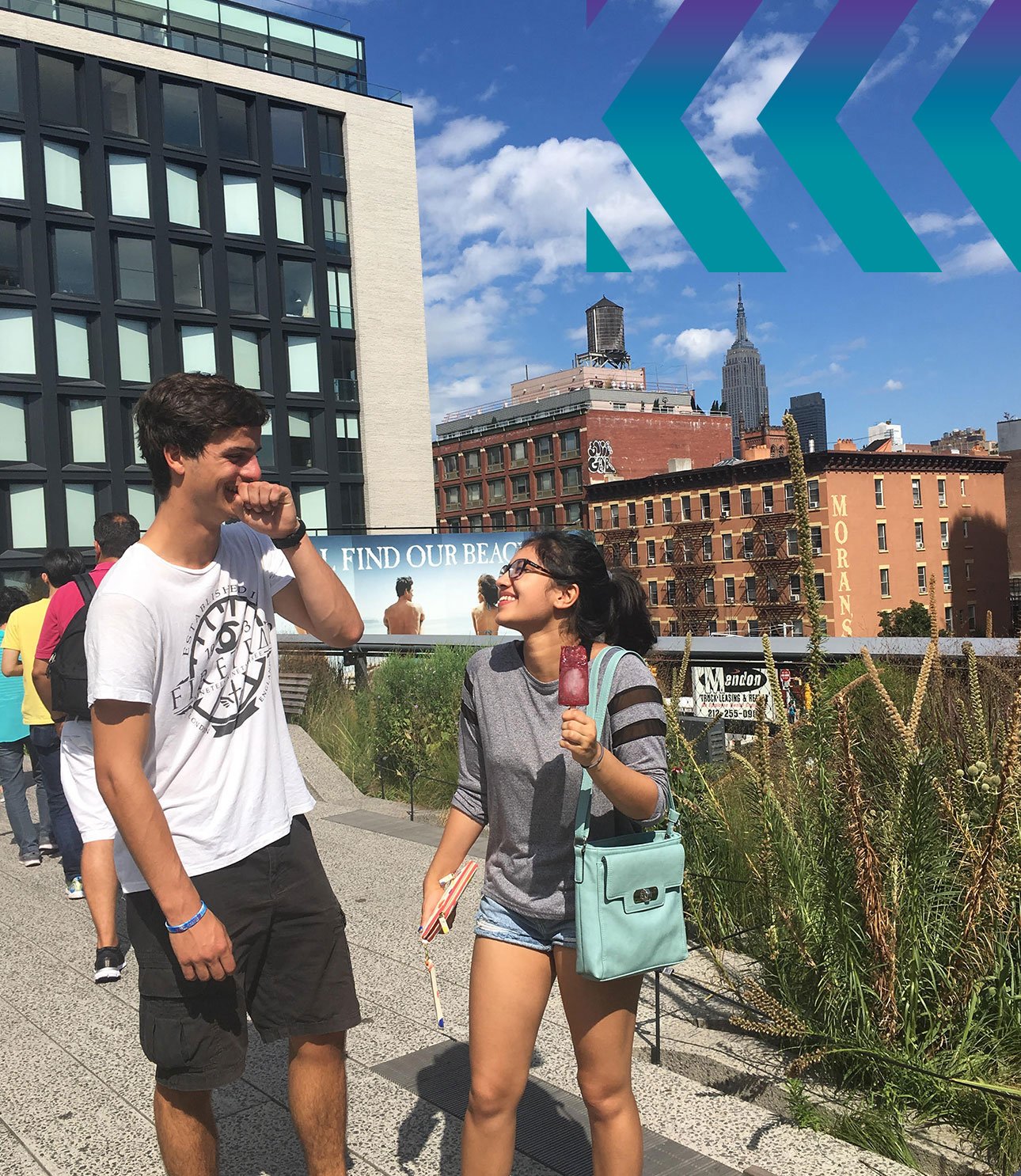Avni with a friend on the High Line in New York City.
