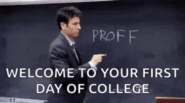 Nervous new professors struggles to spell Professor on board humorously. This is scene from the popular sitcom, 