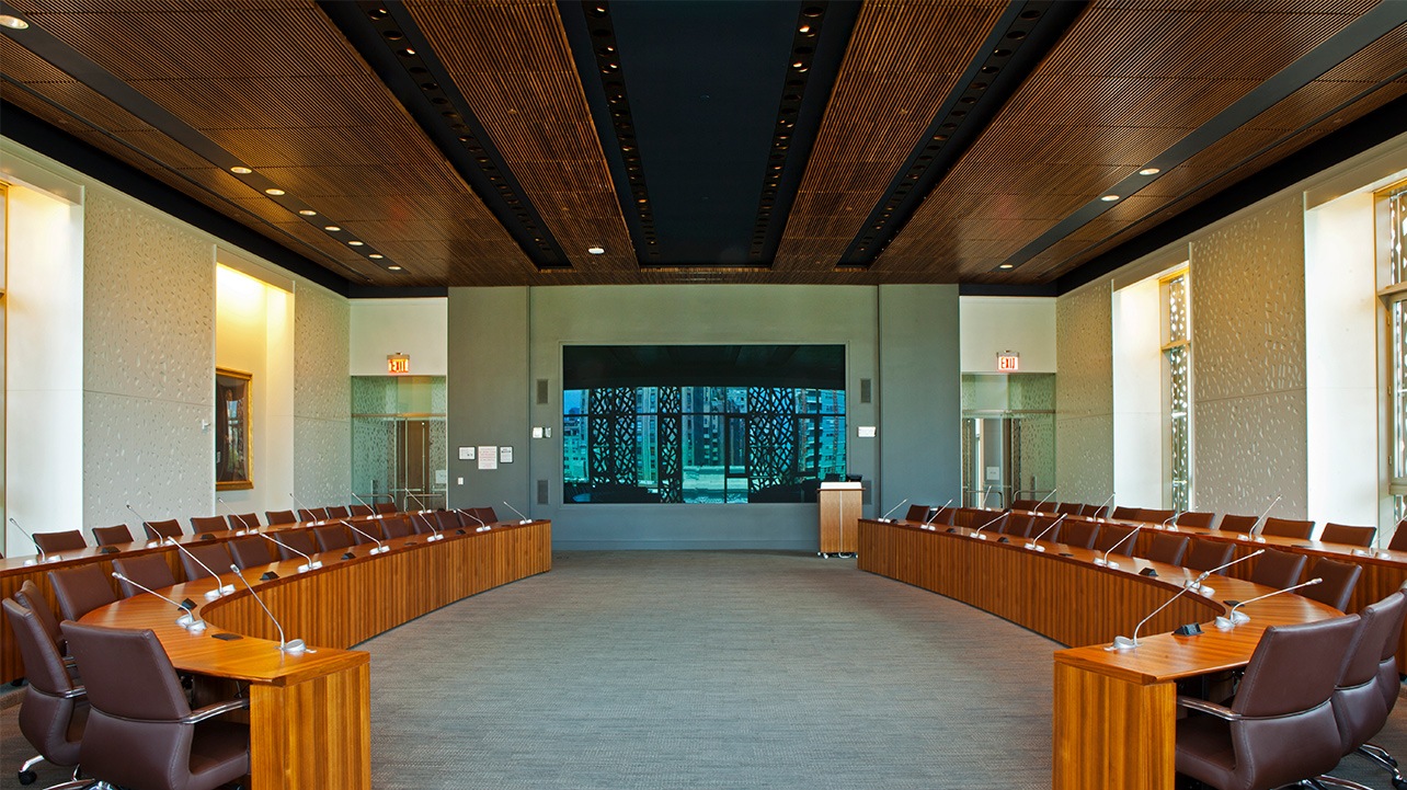 the colloquium room at in the global center is a large conference room