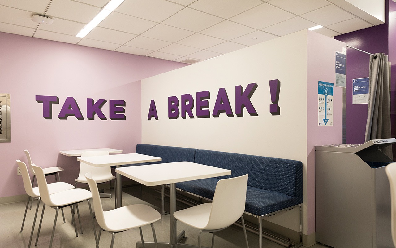 A corner in the Lipton Hall common area with the words 