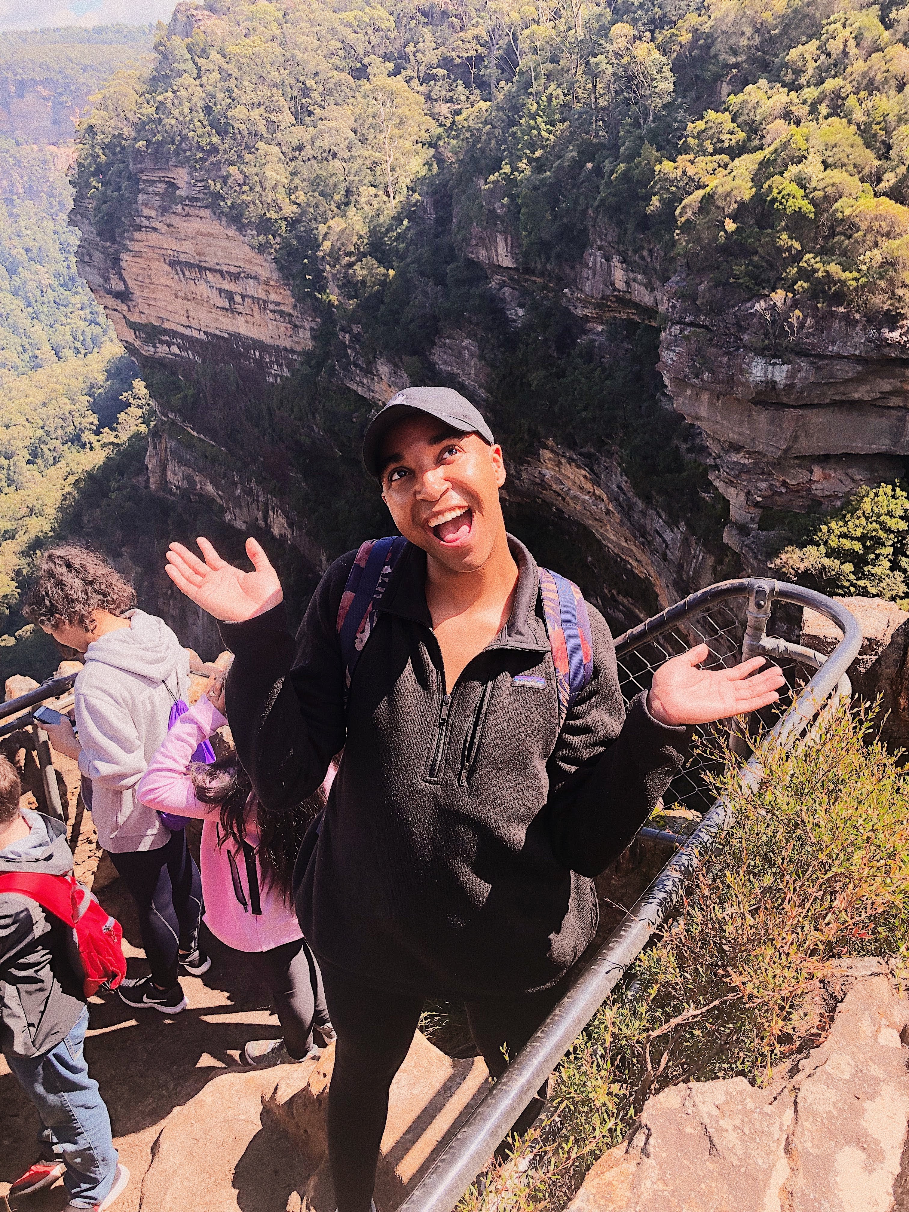 NYU Admissions Ambassador outside the Blue Mountains in Sydney, Australia.