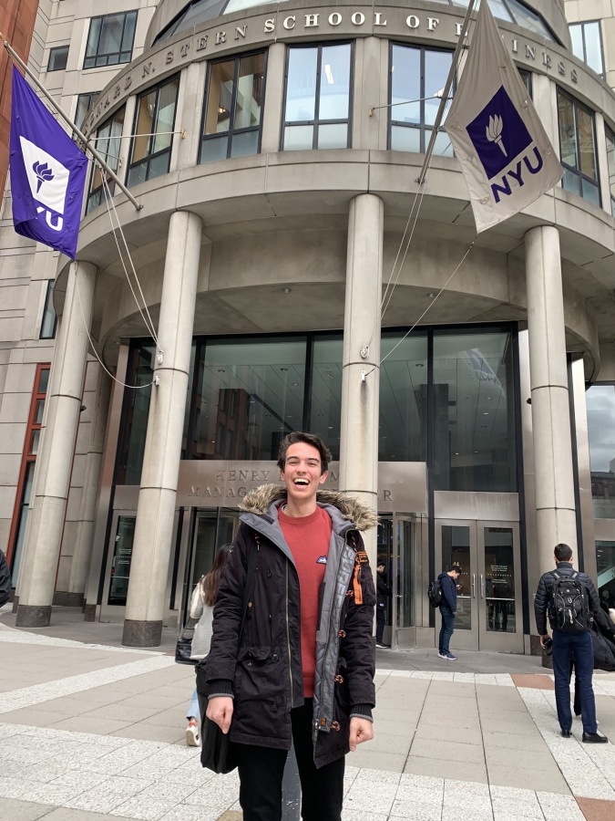 The author standing in front of the NYU Stern building.