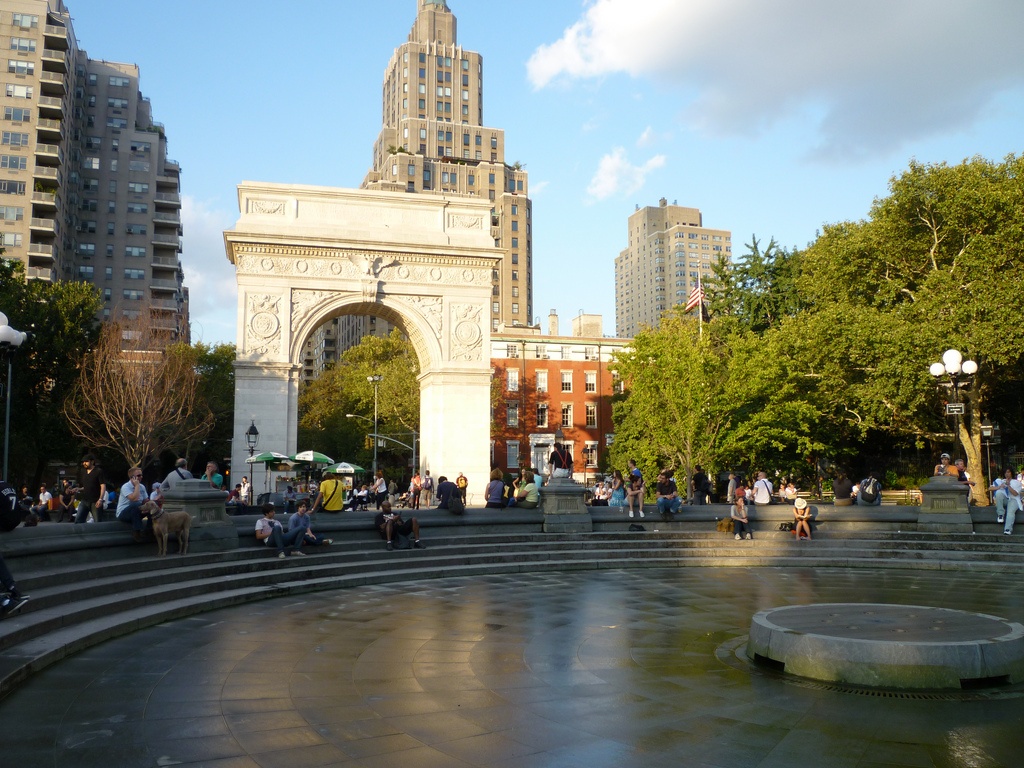 Washington Square Park fountain and arch.