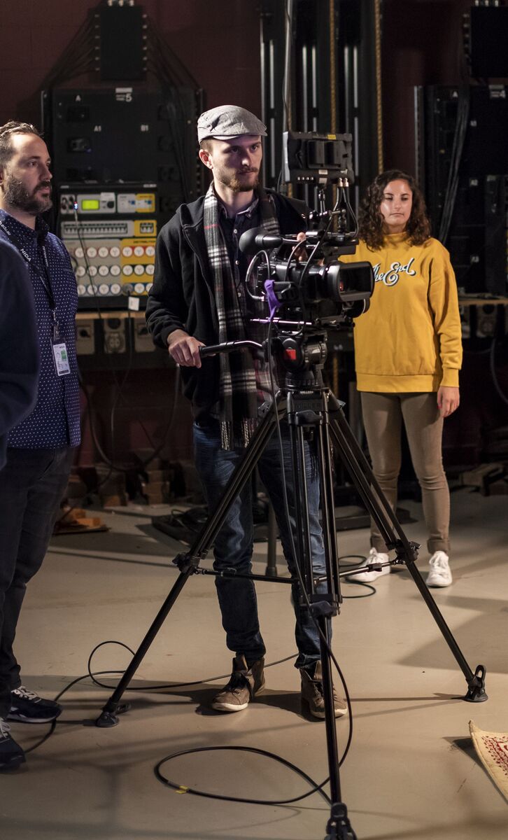 Students in a film production class.