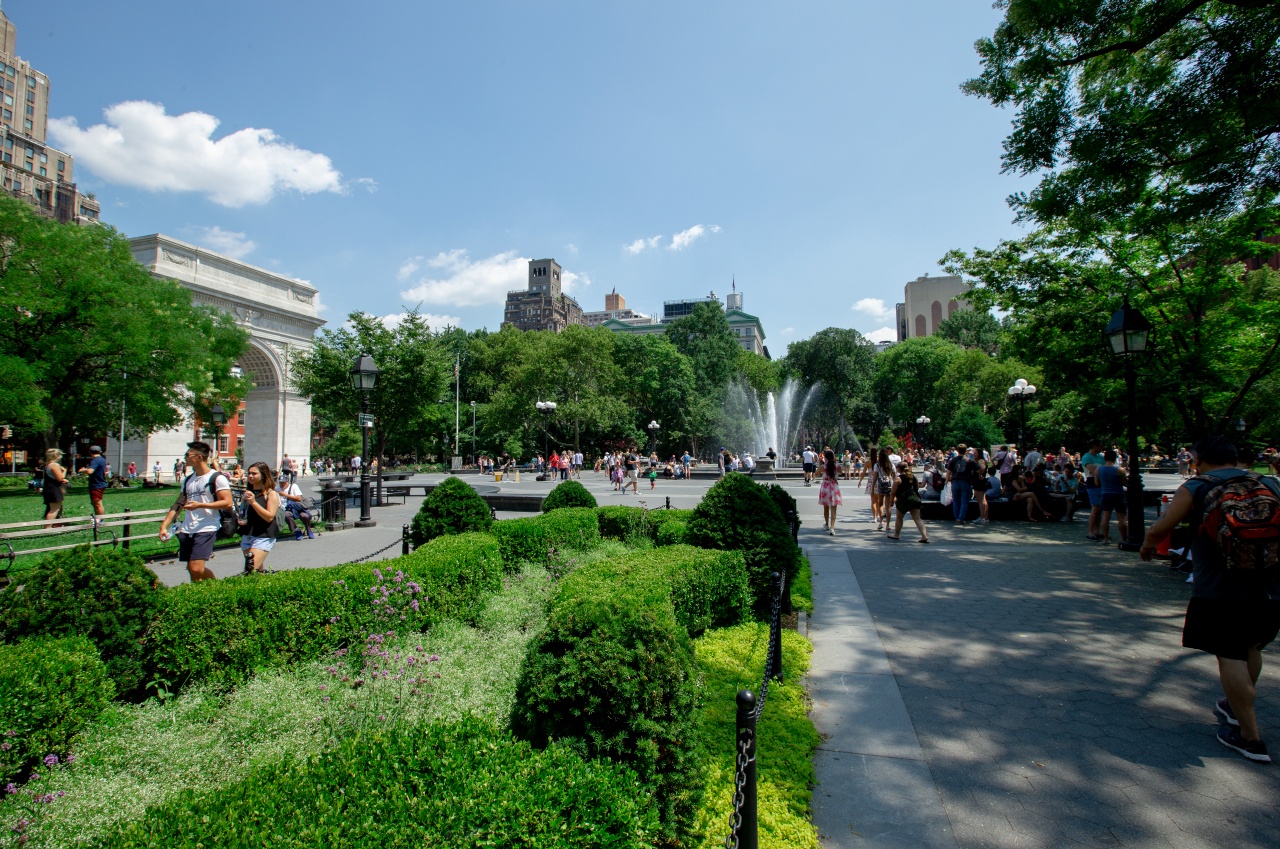 View of Washington Square park in the Spring