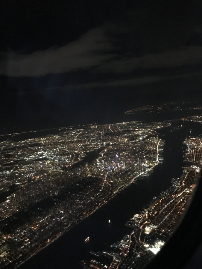An aerial view of the city shot by the author on her first trip to the United States.
