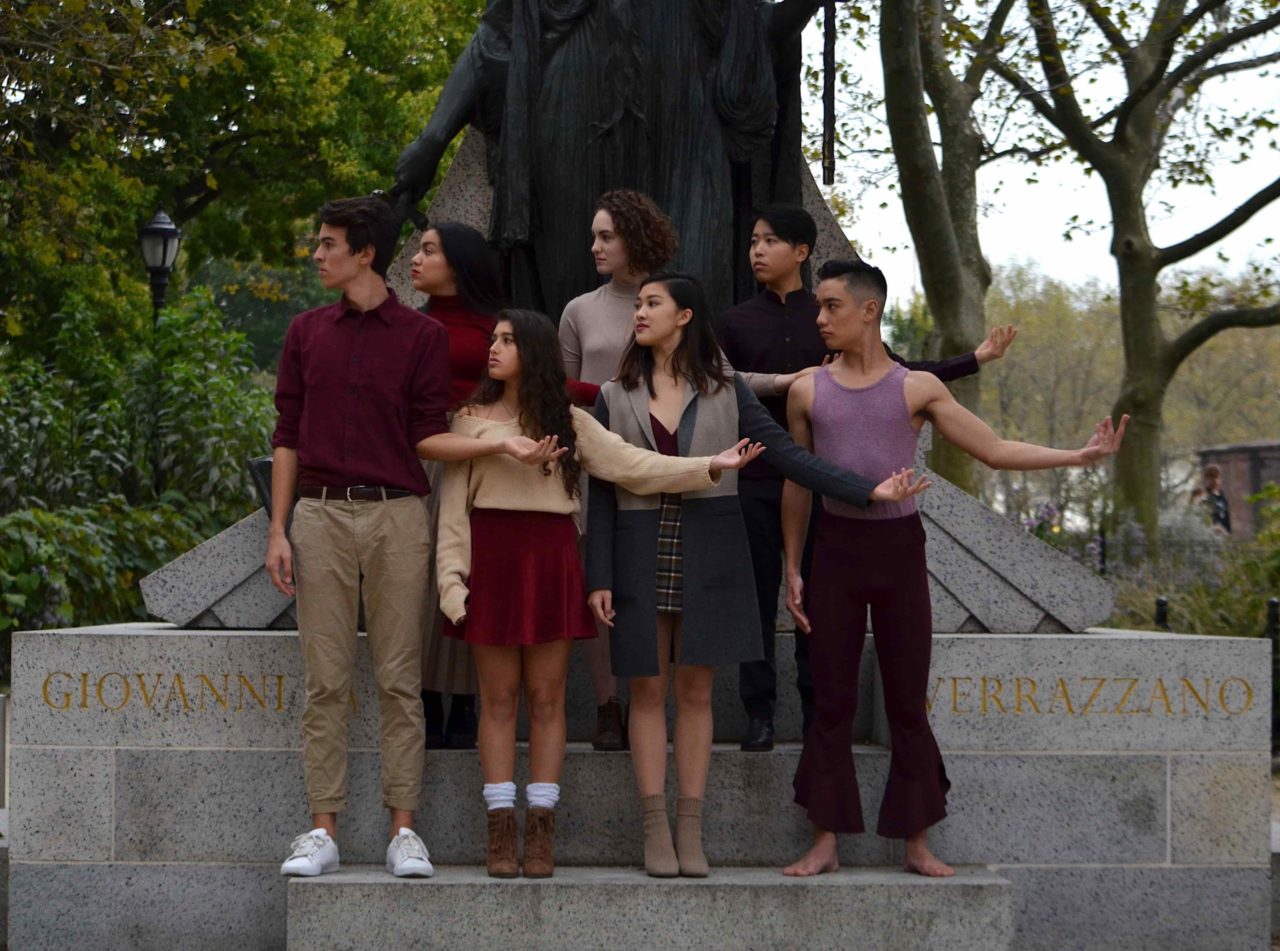 DCA Fall '19 Photoshoot. Dancers in front oof statue at Battery Park.