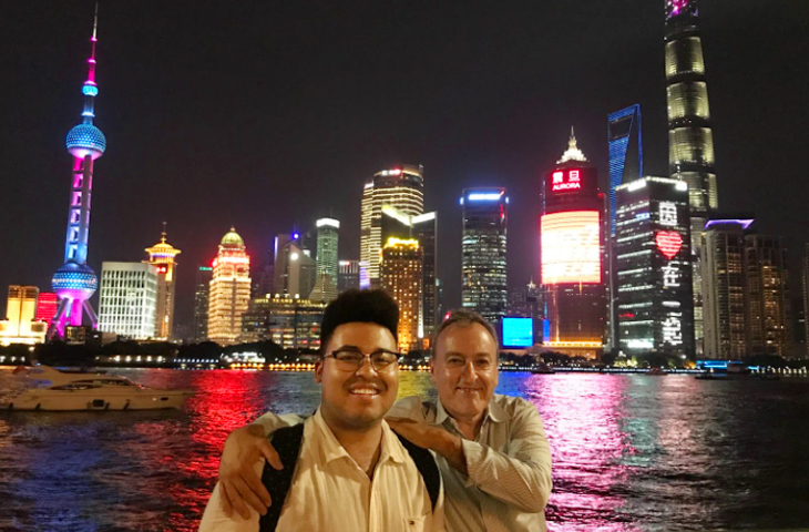 Zane with his father in Shanghai