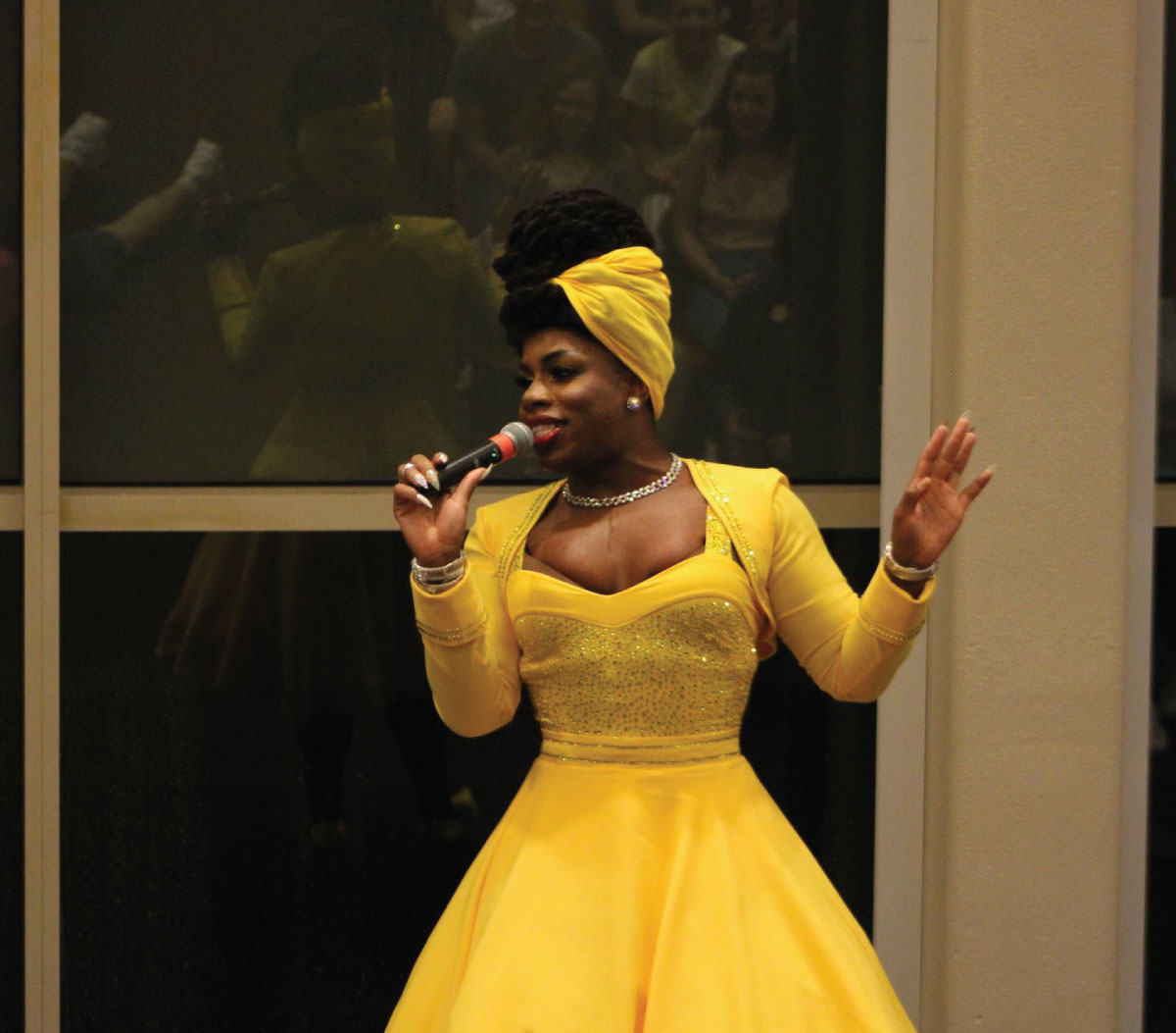 The drag queen Monet X Change hosting the NYU event 