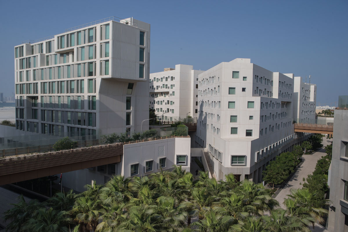 A overhead view of part of the NYU Abu Dhabi campus.