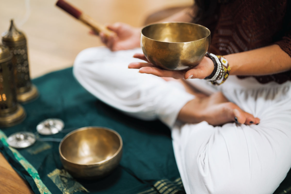 Someone holding a Tibetan Singing Bowl