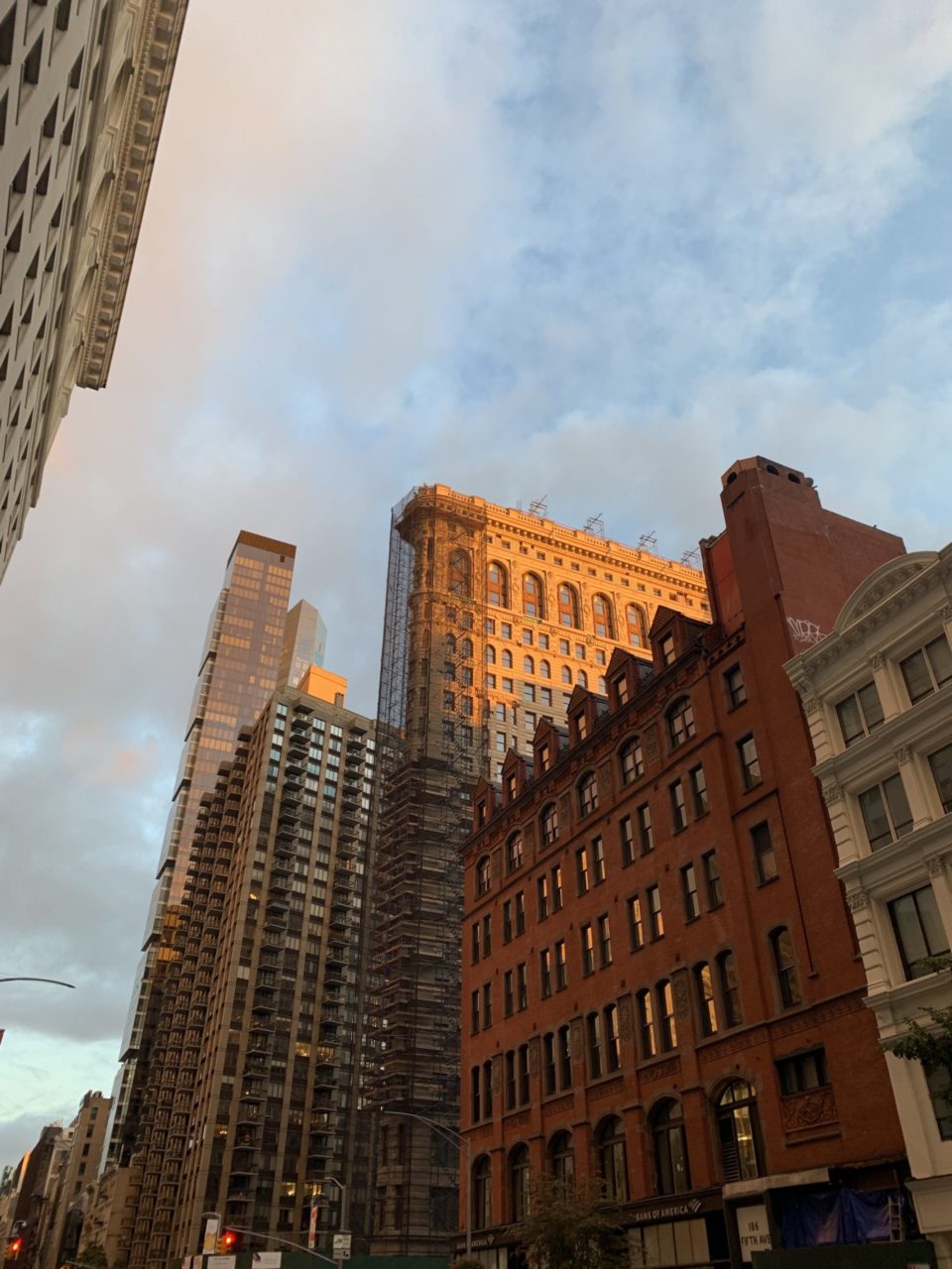 An NYU building at golden hour.