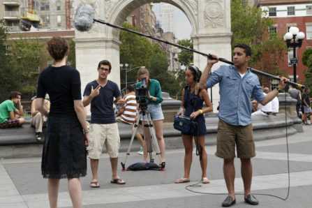 12-128 NYU - Student filmakers working in Washington Square Park