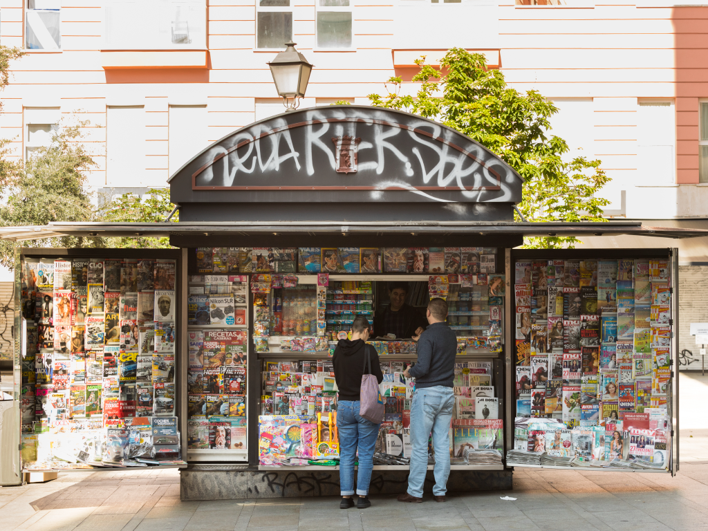 A magazine booth in Madrid