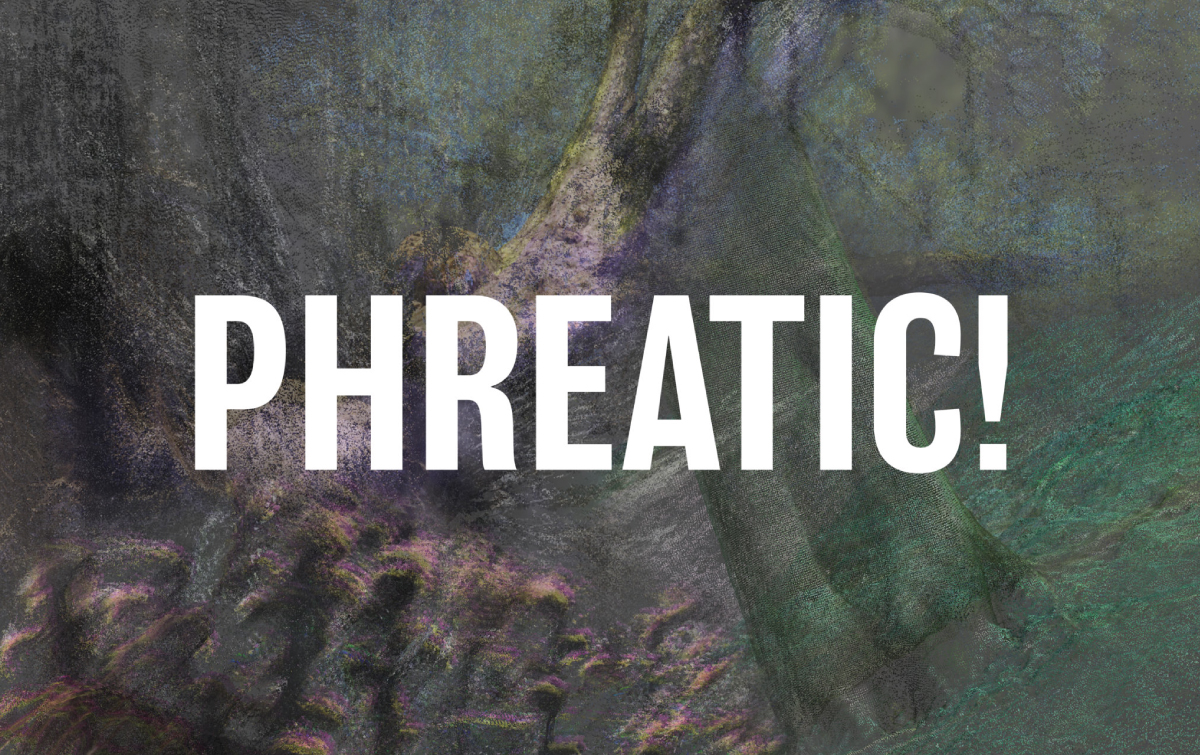 An abstract design with text reading “PHREATIC!” over it.