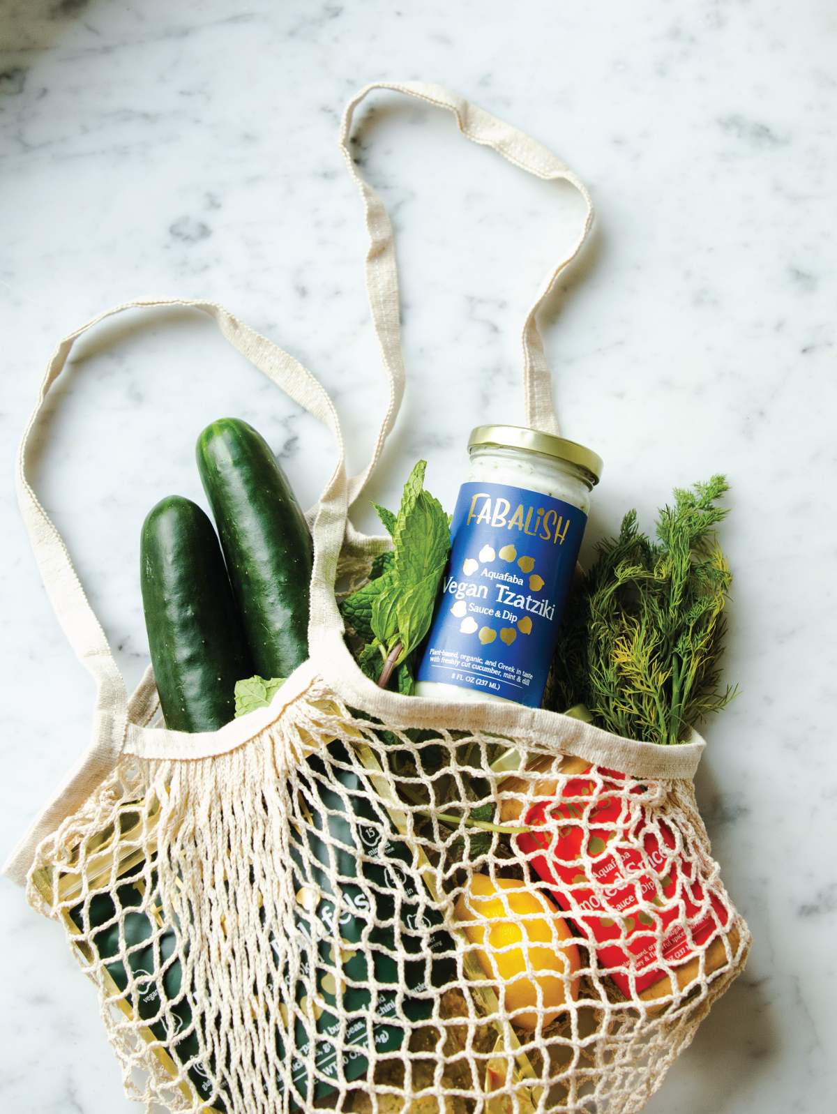 Produce in a reusable shopping bag