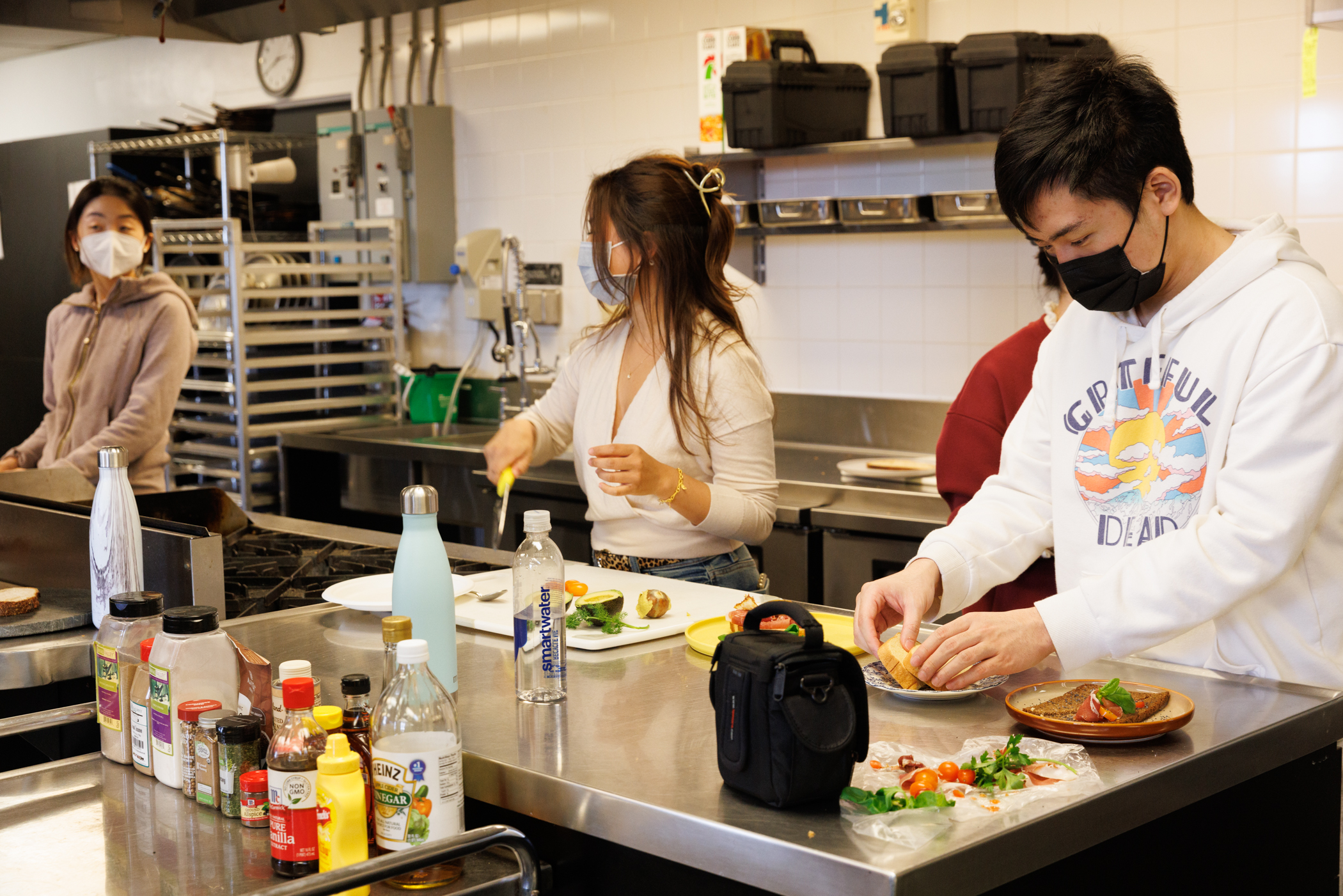 Students working together in a kitchen