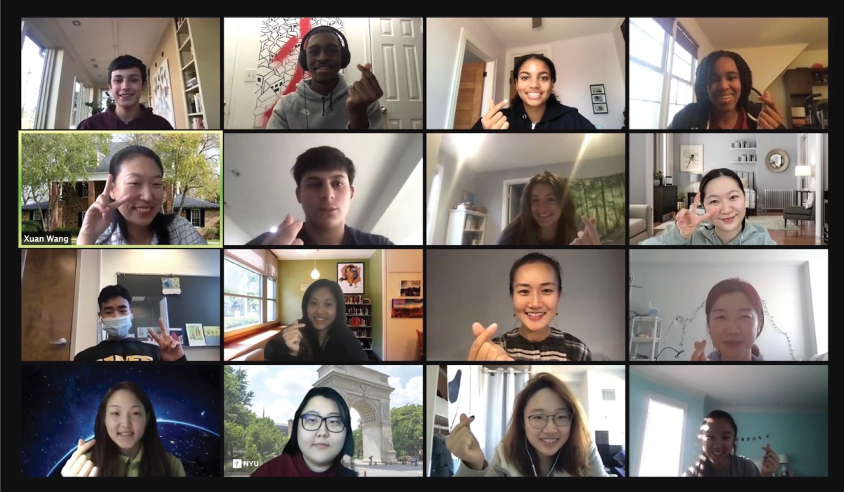 A large group of students on a Zoom call.