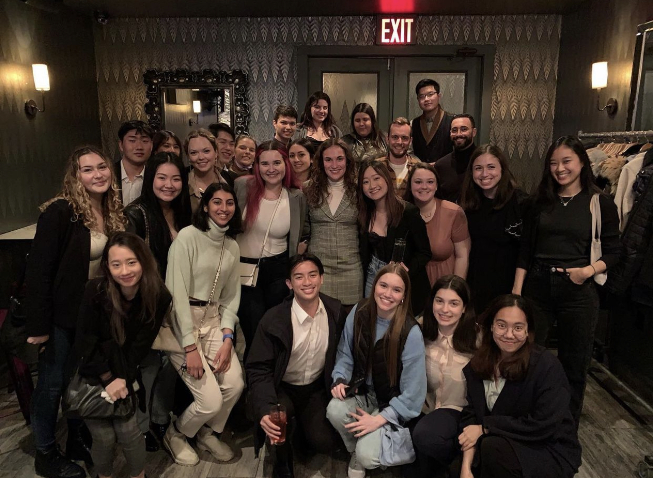 A group of students at an NYU-BU networking event.