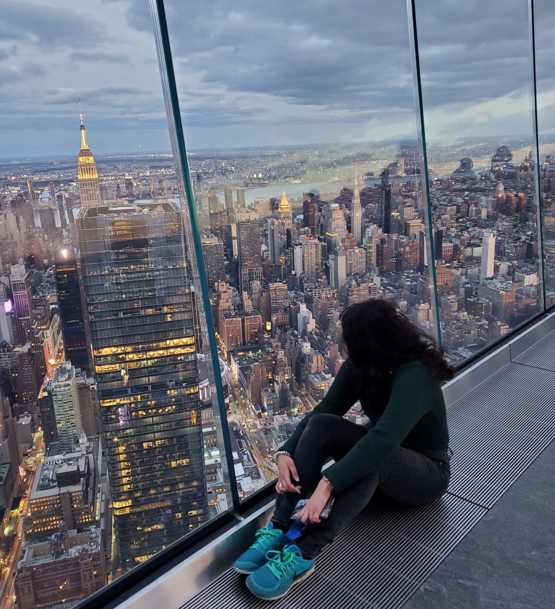 Girl staring at NYC skyline