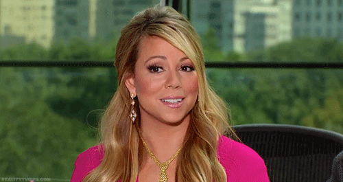 A gif of Mariah Carey looking confused.