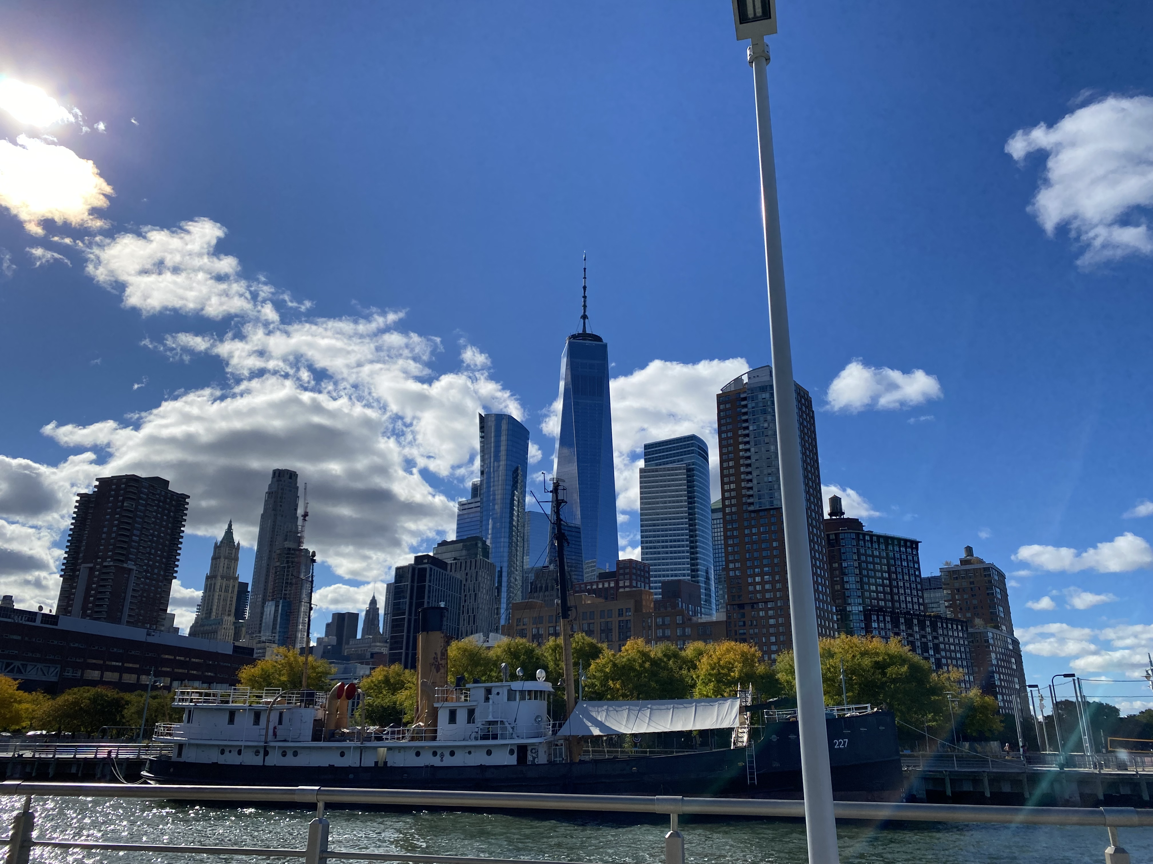 A view of downtown Manhattan from Pier 26 in the Hudson River Park.