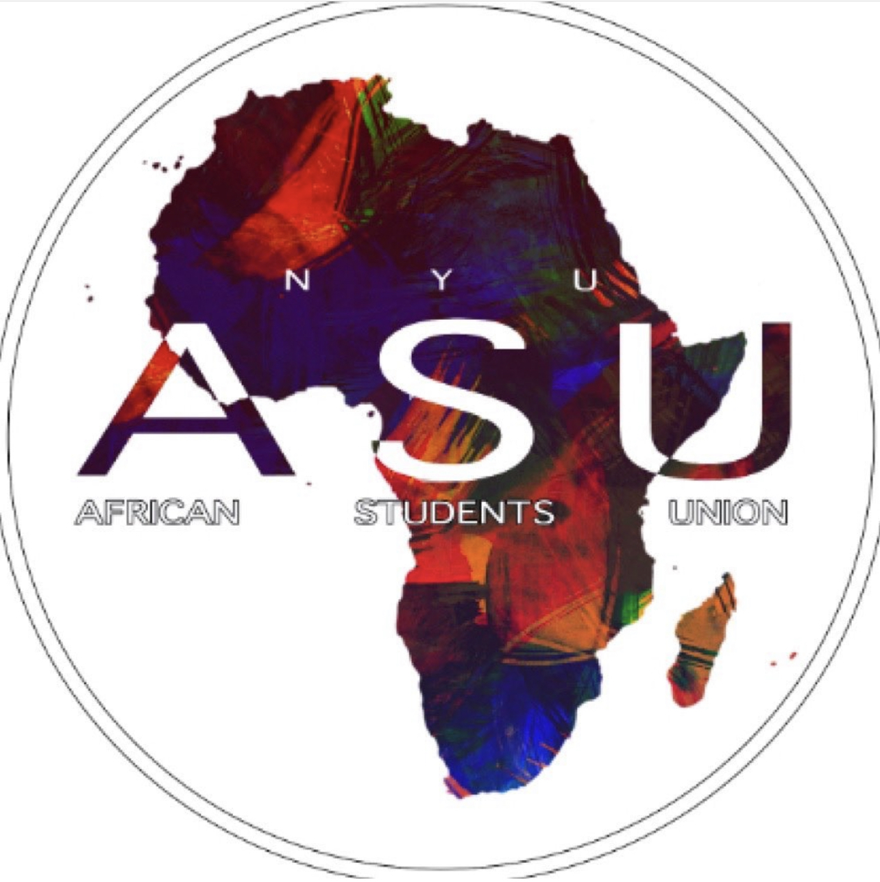 The African Student Union logo: the African continent inside a circle with the words, “NYU ASU, African Students Union.”