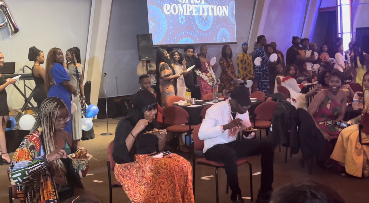 African Students Union students compete in spicy food eating competition.