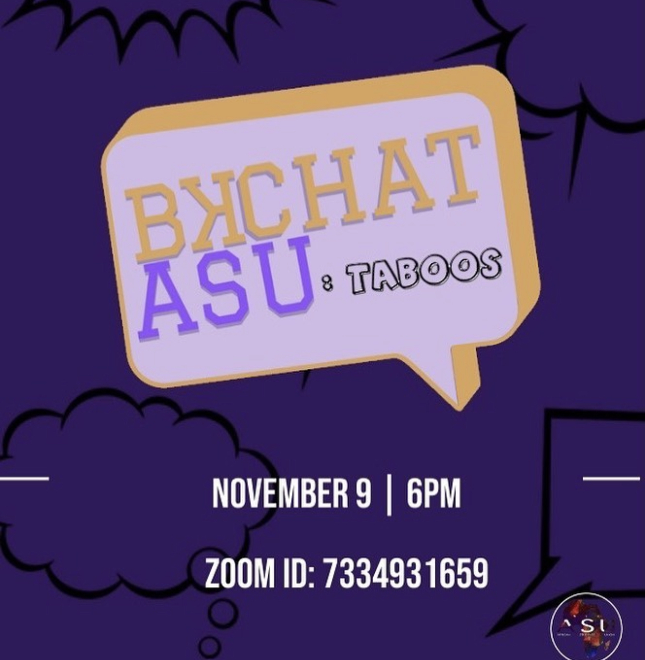 A marketing poster for a BKChat ASU Taboos event.