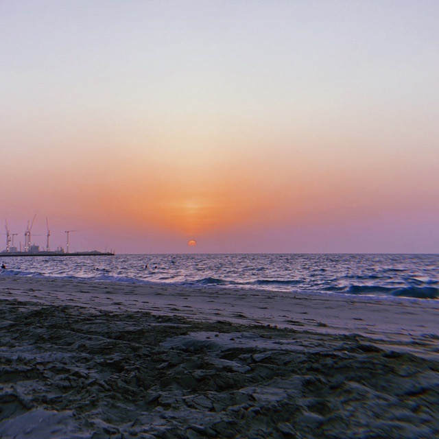 The sun setting on Mamsha Beach.