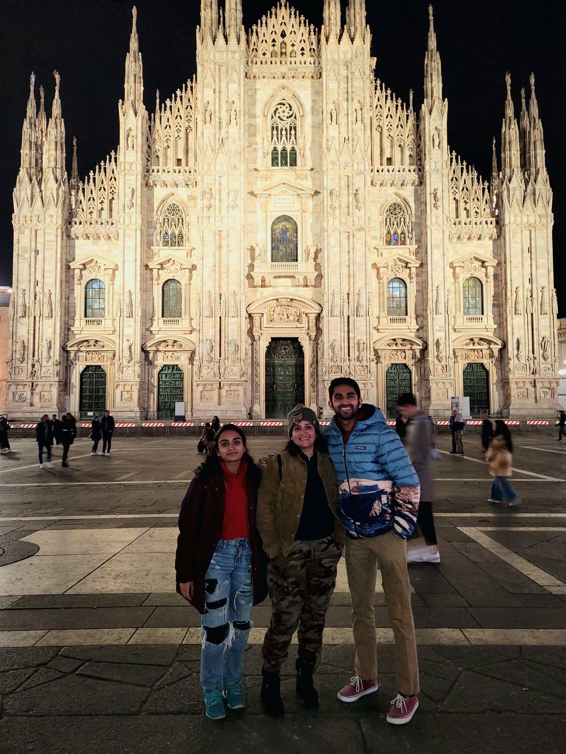 Eshika and her family in front of the Milan Duomo