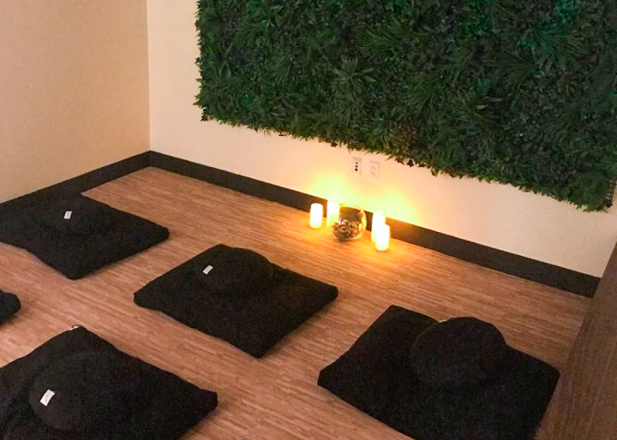 Candles and kneeling mats in NYU’s meditation room.