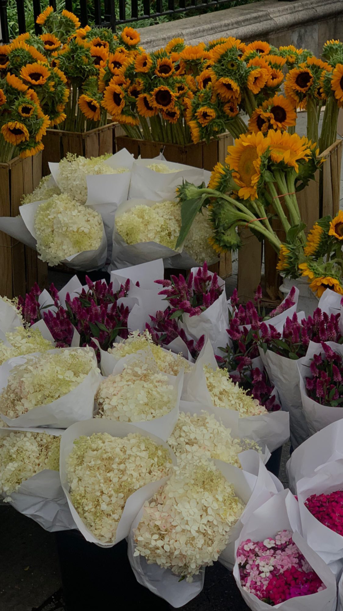 A display of various colorful bouquets.