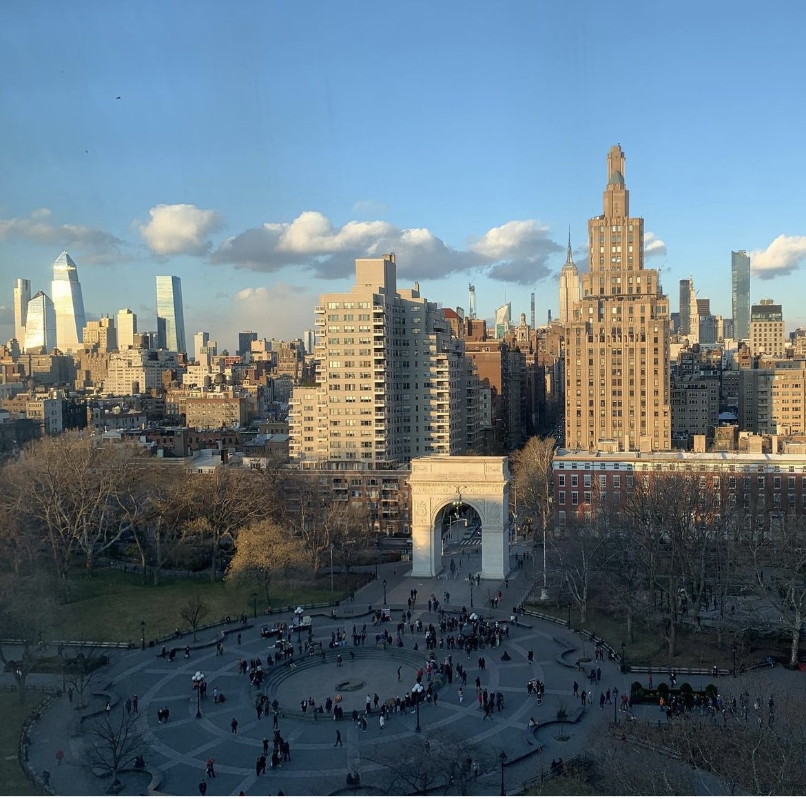 An aerial view of Washington Square Park.