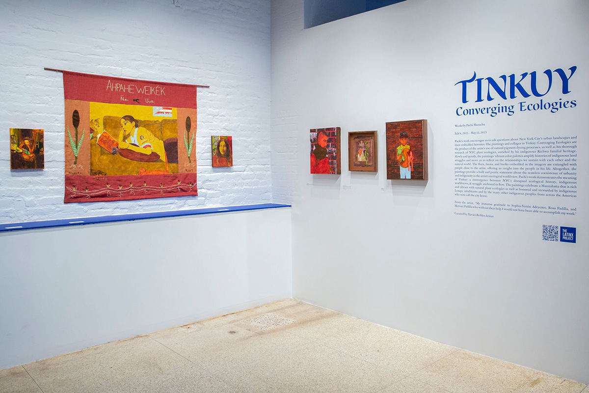 Exhibition view of TINKUY featuring artwork from Pachi Muruchu.