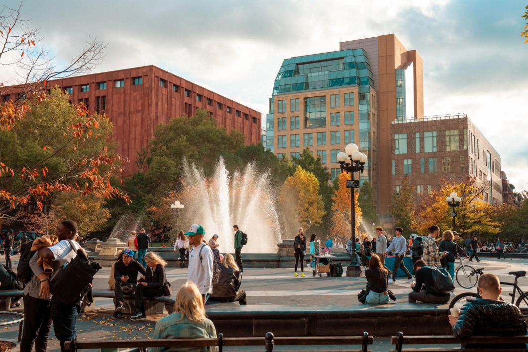 The fountain in Washington Square park