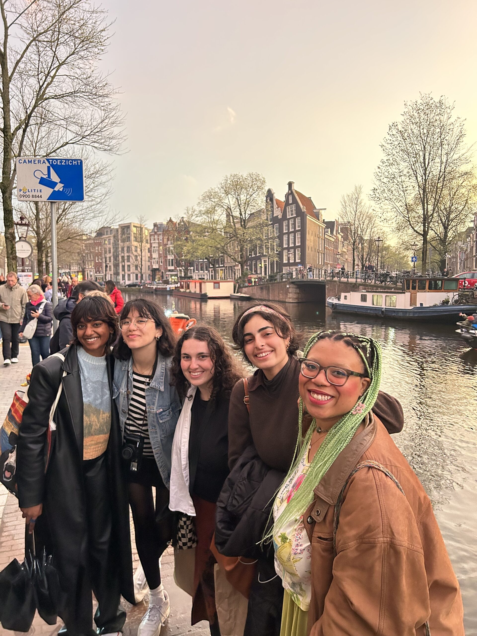 The author, Sade, and some friends along a canal in Amsterdam.
