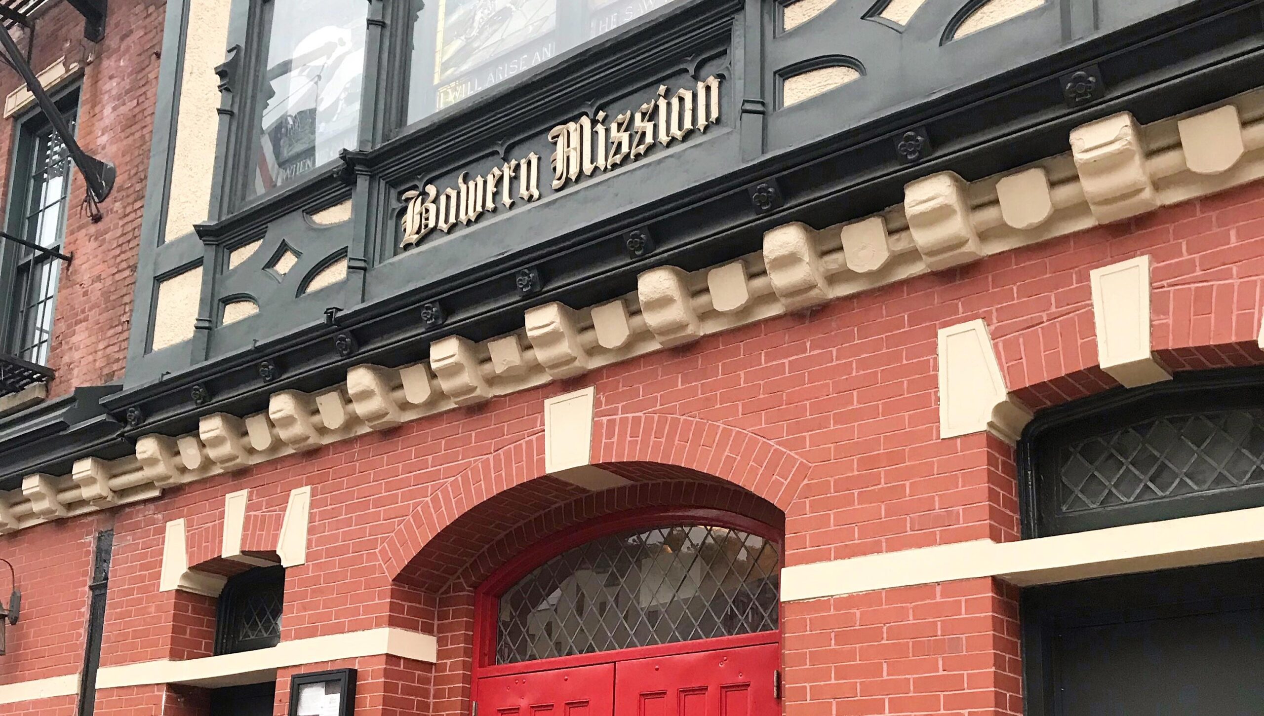 The entrance of The Bowery Mission.