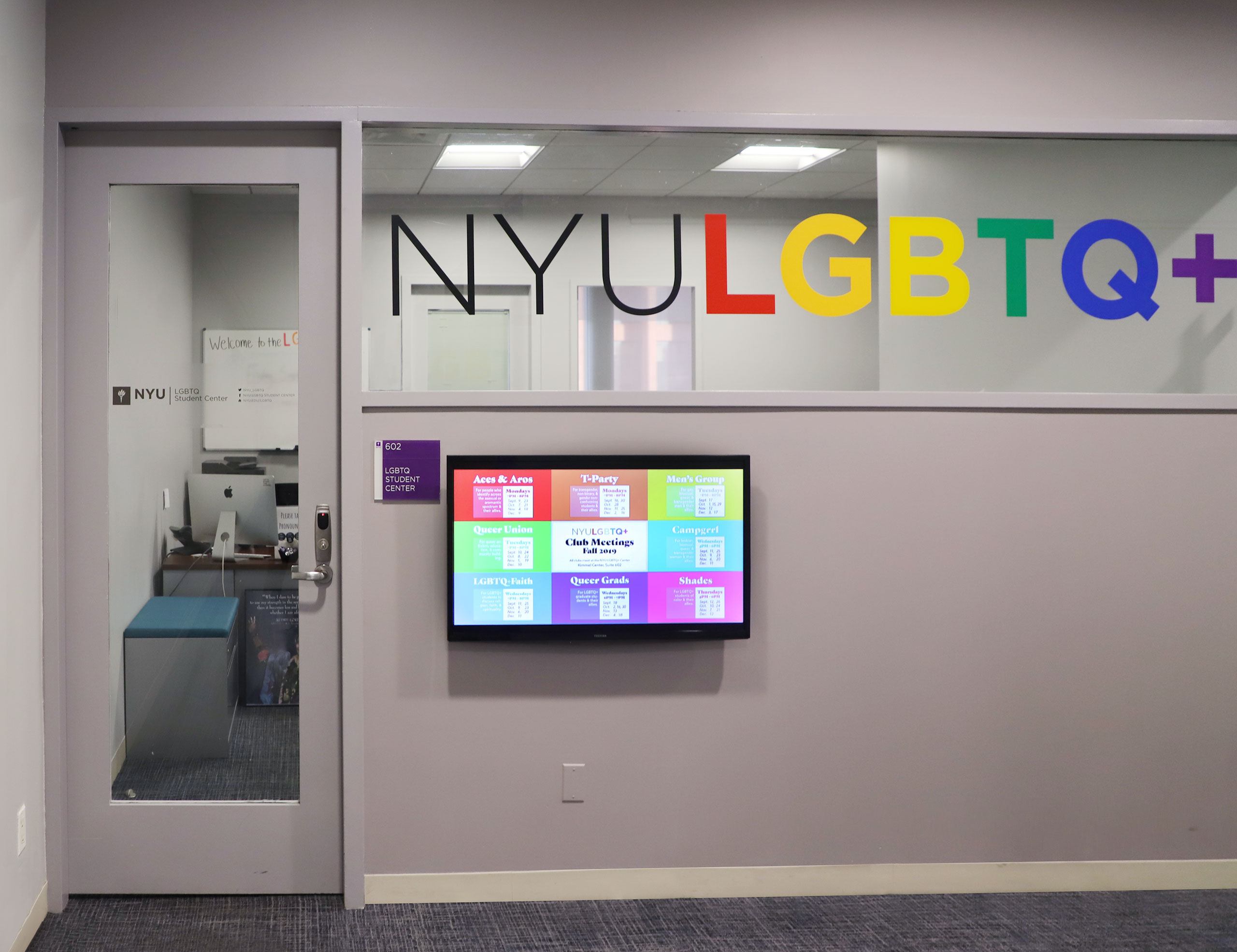 Exterior of the LGBTQ+ Center in the NYU Kimmel Center for University Life.