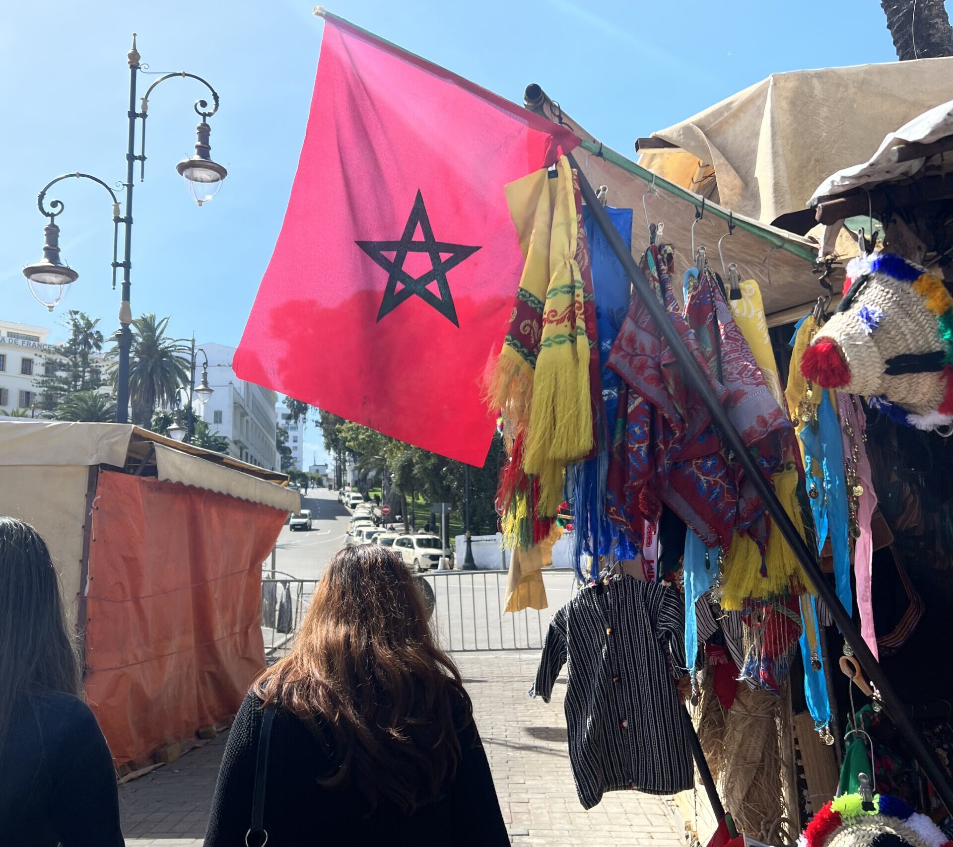Moroccan flag in a market